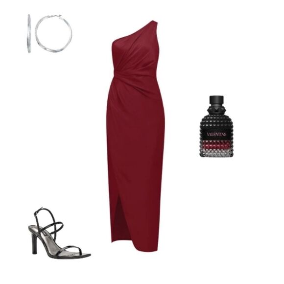 NWT Alexia Admor Alessi Dress Red One Shoulder Draped - Picture 4 of 7